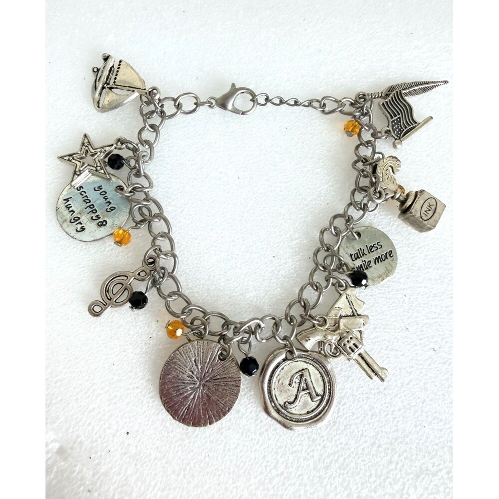 Hamilton Musical Inspired Silver Tone Charm Bracelet Unique silver-tone charm